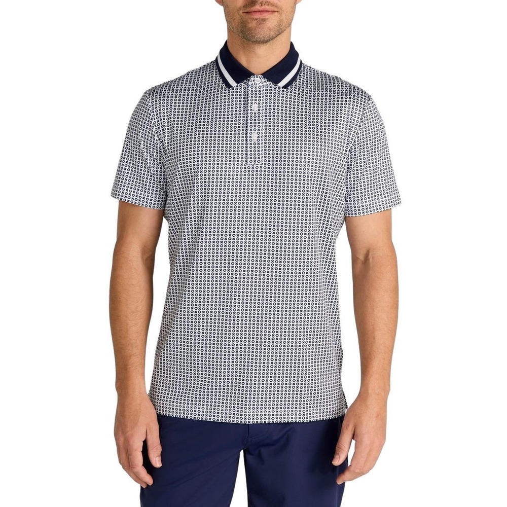 $110 Redvanly Men's Norvins Neat Tic Tac Toe Print Performance Polo Sz Large